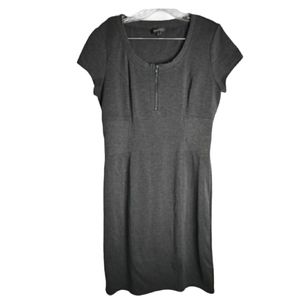 Women's Spense Gray Knit Fitted Pencil Dress Short Sleeve  M